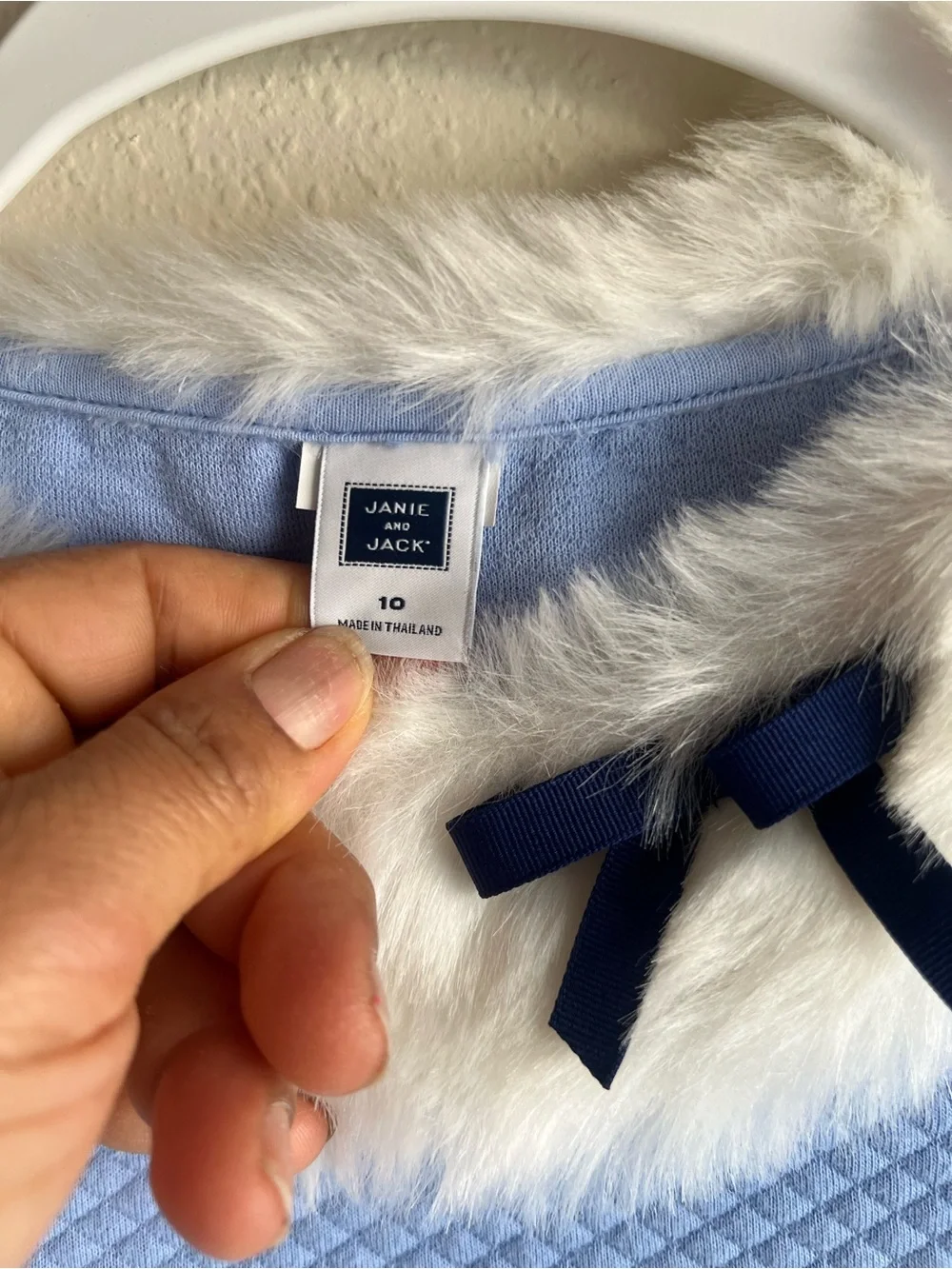 Janie and Jack Light Blue Knit Dress with Faux-Fur Collar